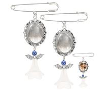 OHPHCALL 2pcs DIY Wedding Bouquet Photo Frame Charms Pin Brooch Set for Bridal Memorial Keepsake Crafting Random Color