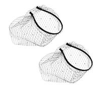 OHPHCALL 2pcs Encrusted Hair Accessories Veil Headband for Women Rhinestone Mesh Fascinator for Wedding Tea Party Birthday Bridal Shower
