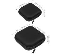 OHPHCALL 2pcs Hard Shell Storage Pouch Set with Mesh Pocket, Small Electronic Organizer Bags 8x8x4cm 10x10x4cm, Earphone Carrying Case for Travel and Cable Accessories Black