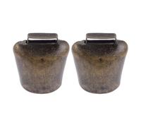 OHPHCALL 2Pcs Medium Antique Bronze Iron Cow Bells Lightweight Loud Farm Animal Pendants for Cattle Grazing Noise Monitoring and Decorative Use