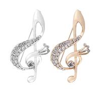OHPHCALL 2pcs Music Note Brooch Pin Rhinestone Badge Elegant Alloy Anti-exposure Detailed Craftsmanship Female Ceremony Clothes Accessories