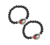 OHPHCALL 2pcs Palestine Flag Beaded Bracelet Unisex Decorative Wristband for Stylish Fashion Lightweight Comfortable Design for Daily Wear