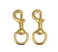 OHPHCALL 2Pcs Pet Traction Rope Buckles with Swivel Joint, Golden Alloy Pet Collar Hooks Harness Accessories for Dogs and Cats Vehicle Harness Use