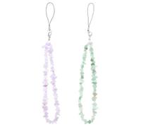 OHPHCALL 2pcs Phone Lanyard Beaded Mobile Phone Strap Crystal Material Stylish Design Easy to Install Decorative Role 7.86x0.20x0.12in Green Purple for Cell Accessories