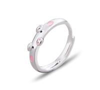 OHPHCALL 2pcs Pig Pendant Rings for Women, Cute Alloy Cartoon Pig Rings Delicate Design, for Wedding Anniversary Or Thanksgiving Day Gifts
