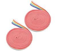 OHPHCALL 2pcs Rainbow Chinese Jump Rope Long Wide Elastic Fitness Band for Indoor Outdoor Stretch Skipping Game Party Favor French Skipping Band for Boys