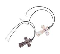 OHPHCALL 2pcs Sands Cross Necklace Cross Charms Crystal Glass
