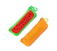 OHPHCALL 2pcs Silicone Pen Organizer Pouch with Zipper, Cute Fruit Cartoon Large Capacity Stationery Bag for Students, Sturdy Pencil Storage Case for School and Office Use