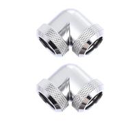 OHPHCALL 2pcs Silver Brass Water Cooling Fitting for Computer Water Cooling 14mm Dual Head 90 Degree Rotary Extender Corrosion Resistant Triple O-ring Seal Suitable for Hard Tube PC System