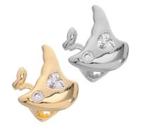 OHPHCALL 2pcs Sparkly Heart-shaped Copper Tooth Grill Cap for Men and Women, Stylish Bling Hip Hop Jewelry with Comfortable Wear, for Rapper Costume and Casual Attire