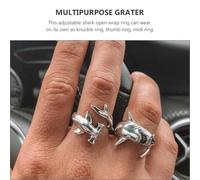 OHPHCALL 2Pcs Vintage Open Thumb Rings Set Alloy Animal Wrap Finger Rings Adjustable Double Shark Design for Women Midi Stacking for Everyday Wear