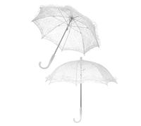 OHPHCALL 2pcs White Lace Wedding Photo Props Umbrella with Sun Protection, Dual-use Photography Prop Umbrella Made of Lace Steel Plastic, Elegant and Romantic for Wedding Photography