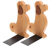 OHPHCALL 2pcs Wooden Dog-shaped Bookends, Decorative Modern Office Book End, Non-slip Bookshelf Baffle for Desk, Document and Magazine Holder, Suitable for Home and Classroom