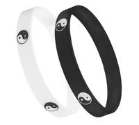 OHPHCALL 2pcs Yin Yang Rubber Bracelet Silicone Wristband Chic Unique Design Not Easy to Break Do Not Skin Men Couples Special Occasions Birthday