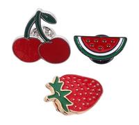 OHPHCALL 3 Pcs Cute Fruit Enamel Pins Set Featuring Watermelon, Strawberry, and Cherry Shapes Alloy Brooches to Enhance Fashion Statement for Clothing, Parties, and Backpacks