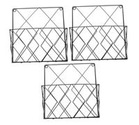 OHPHCALL 3pcs Wall Mounted Iron Magazine Holder with Three Compartments, Mesh Construction and Smooth Rounded Edges, Space-saving Wall File and Mail Organizer for Home, Office, or Classroom