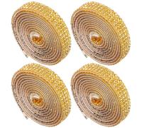 OHPHCALL 4 Rolls Self-Adhesive Sparkling Rhinestone Ribbon Strip, 4 Rows 0.9CM Wide Glitter Bling Tape for Wrapping, Clothing, Jewelry Making and Craft Decoration