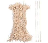 OHPHCALL 400pcs Tagging String with Preinstalled Loop Fastener Ends for Shirts and Luggage, Beige Cotton Rope with Plastic Snap Lock, Narrow Flat Design that Eliminates Need for Knots,