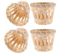 OHPHCALL 4Pcs Bamboo Lampshades Handcrafted Drum Shape Ceiling Light Covers for Rustic Indoor Lighting