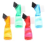OHPHCALL 4pcs Double-Ended Denture Brush Set for Safe and Effective Cleaning, Plastic Material with Small Portable Design for Household Oral Care