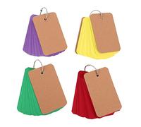 OHPHCALL 4pcs Keychain Mini Notepads Portable Loose-leaf Memo Pads Pocket Notebook Set Red Yellow Green Purple for Student Stationery School Office Supplies