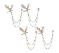 OHPHCALL 4pcs Men's Eagle Brooch Pin Alloy Rhinestone Chain Lapel Pins for Suits Coats Jackets Stylish Men's Suit Brooch Wedding Accessories for Formal Casual Occasions