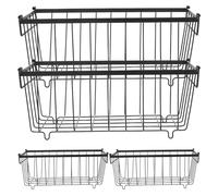 OHPHCALL 4pcs Refrigerator Metal Storage Wire Mesh Basket with Double Handles for Kitchen Pantry and Freezer, Iron Material with Space Optimization and Versatile Fit for Organizing Food