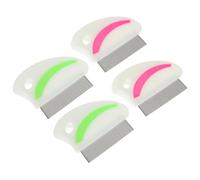 OHPHCALL 4pcs Stainless Steel Pet Flea Comb for Cats and Pets, Easy to Hold with Close Teeth Spacing, Red and Green Each 2pcs, for Flea Treatment and Dust Removal Assorted Assorted style