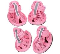 OHPHCALL 4pcs Summer Breathable Mesh Cotton Dog Shoes for Pets, Easy to Clean Non-slip Sandals Suitable for Deck Use, Size 3, Pink Pet Boots Protect Paws in Hot Weather