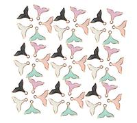 OHPHCALL 50pcs Fish Tail Charms Alloy DIY Pendants for Jewelry Making Includes Black White Purple for Bracelets Necklaces Lightweight Decorative Accessories for Creative Projects