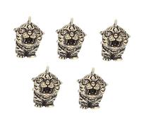 OHPHCALL 5pcs Brass Tiger Pendants for DIY Crafts Smooth Polished Hanging Decor Keyrings and Ornaments Creative Handmade Accessories for Home and Desktop Decoration