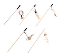 OHPHCALL 5pcs Cat Flirting Stick Set with Fish Mouse Teaser Game Accessory