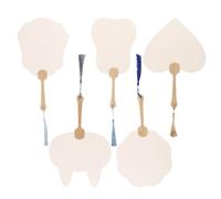 OHPHCALL 5pcs DIY Handheld Paper Fans Set, Blank White Mini Cat Ear, Heart, Crown, Banana Octagonal Shape, Traditional Chinese Painting Paper Fans for Crafting and Decorative Art