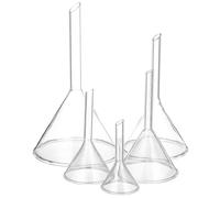 OHPHCALL 5pcs Glass Funnel Filling Funnel with Heavy Uniform Wall Fire Polished Rim and Stem High Chemical Resistance Hand Washable for Analytical Chemistry Experiments
