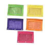 OHPHCALL 5pcs Large Capacity Pencil Case with Zipper and Binder Pencil Pouch for Portable Stationery Storage at School Office and Home Yellow Purple Orange Rosy Green