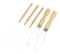 OHPHCALL 5pcs Manual Bead Threading Tools with Wooden Handles for Beads Crafts and Embroidery, Long Beaded Needles DIY Accessory for Bracelet Making and Sewing Projects