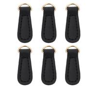OHPHCALL 6pcs Black Leather Zipper Pulls Replacement Handles for Bags Luggage Clothing Repair Accessories Suitable for Hand Sewing and DIY Craft Projects