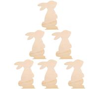 OHPHCALL 6pcs Easter Bunny Wooden Cutouts Beige Wood Slices Suitable for Painting and Drilling for Crafts and Making Decorations