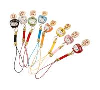 OHPHCALL 8pcs Fortune Cat Pendants Auspicious Cat Phone Hanging Ornaments Lightweight Multipurpose Ceramic Silk Festive Lovely Decoration Gifts for Mobile Phone Bag Random Color