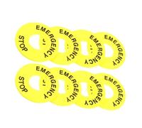 OHPHCALL 8pcs Safety Warning Decal Emergency Stop Sign High Visibility Yellow Pvc Warning Ring for Emergency Stop Button Push Button Switch Industrial Control Systems