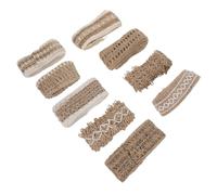 OHPHCALL 9 Rolls Natural Jute Burlap Fabric Ribbon 2.2 Yards X 1.7 Inch Rustic Decorative Ribbon for Wedding Solutions and Bridal Arrangements, Can Be Shaped for Crafting and Floral