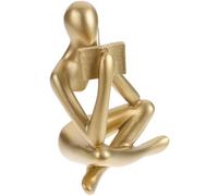 OHPHCALL Abstract Reader Statue Resin Sculpture, Gold Minimalist Thinking Man Figurine, Artistic Home and Office Decor for Living Room and Study,