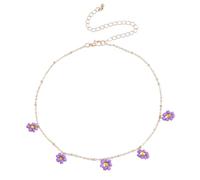 OHPHCALL Adjustable Daisy Shaped Necklace for Women Delicate Pendant Jewelry with Fresh Handmade Beaded Design Charming Floral Accessory Suitable for Parties Birthdays and Daily Wear