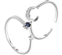 OHPHCALL Adjustable Open Rings Classic Design a Lovely Look Copper Material 2pcs for Women Silver Colour for Daily Life and Weddings