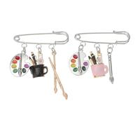 OHPHCALL Alloy Artists Brooches Paintbrushes Lapel Pin Set 2 Pcs Lightweight Decorative Pins for Creative Events 2.48X1.97X0.20 Inches