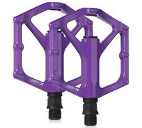 OHPHCALL Aluminum Alloy Bike Pedals 1 Pair Purple Flat Mountain Bicycle Foot Pedals Anti-Skid Replacement for Road and Outdoor Cycling