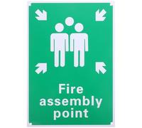 OHPHCALL Aluminum Emergency Sign Fire Assembly Point Operational Safety Sign Green Strong Structure Fade Resistant for Playground and Office 298 X 210 Mm