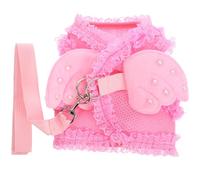 OHPHCALL Angel Cat Harness Pet Harnesses Chest Protector Breathable High Safety Polyester Pink Size L for Walking Dogs and Cats
