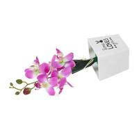 OHPHCALL Artificial Moth Orchid Faux Potted Flower Purple Simulated Orchid Plant Desktop Tabletop Decoration for Home and Office Indoor Use