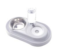 OHPHCALL Automatic Dual Bowl Pet Feeder with Splash-proof Design and Water Bottle, Easy to Clean Plastic and Stainless Steel Feeding Station for Cats and Dogs at Home